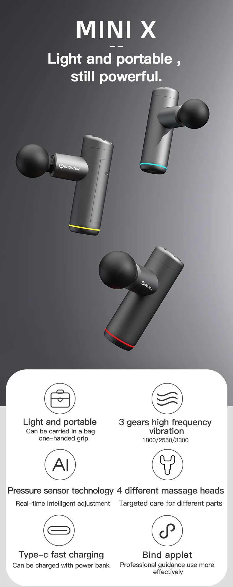 Pistolet de Massage — percussion profonde, format de poche
