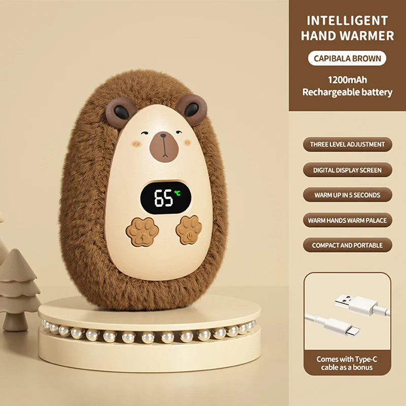 Chaufferette de Poche en Peluche — trois températures, rechargeable