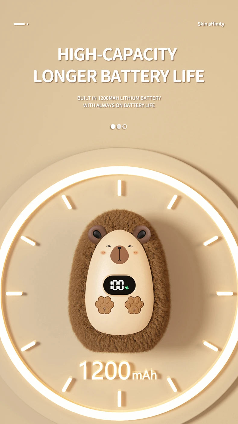 Chaufferette de Poche en Peluche — trois températures, rechargeable