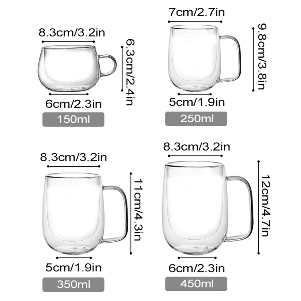 Verres à Café Double Paroi — lot de 2, borosilicate