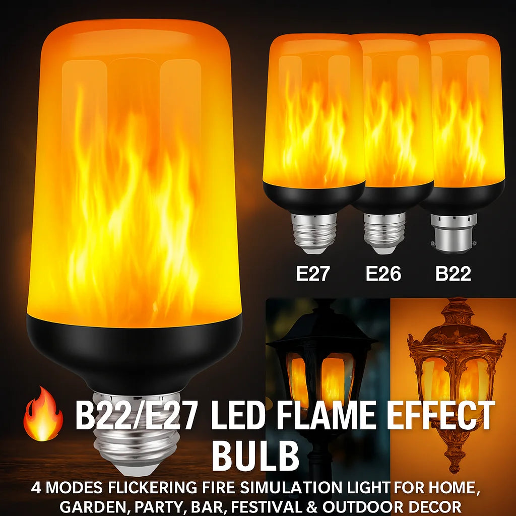 Ampoule à Flamme Vacillante E27 — quatre modes de feu