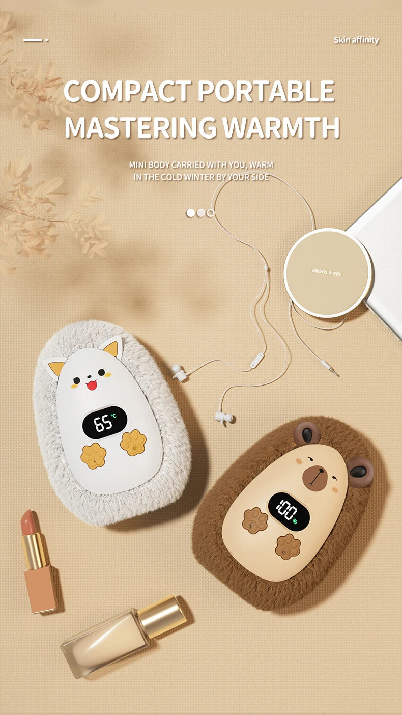 Chaufferette de Poche en Peluche — trois températures, rechargeable