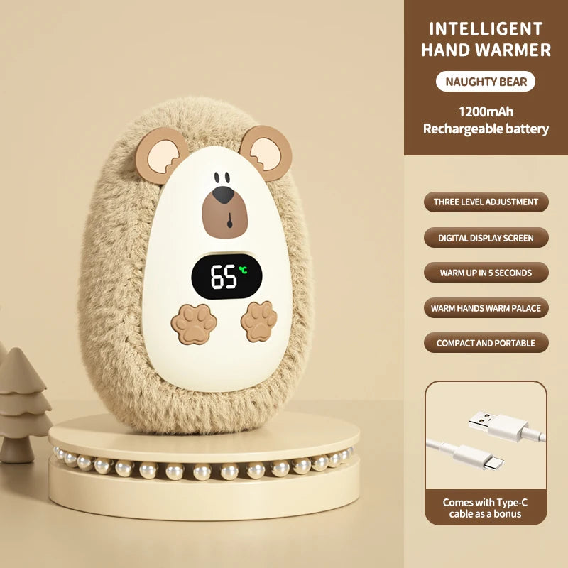Chaufferette de Poche en Peluche — trois températures, rechargeable