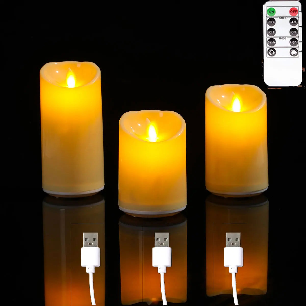 Trio de bougies LED à flamme dansante