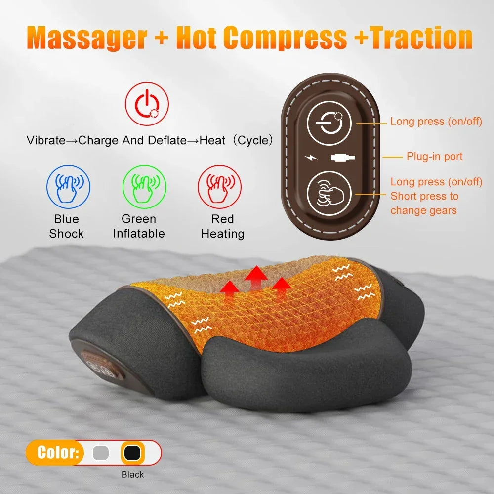 Masseur de Nuque Chauffant — pétrissage et traction cervicale