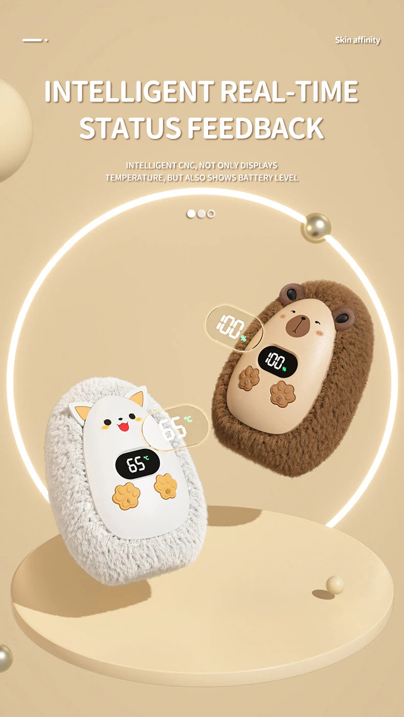 Chaufferette de Poche en Peluche — trois températures, rechargeable
