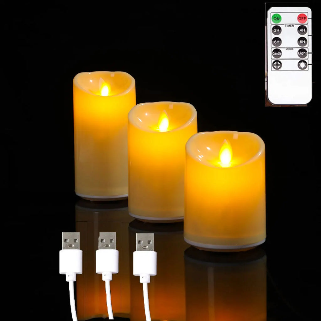 Bougies LED à Flamme Dansante — mèche mobile, rechargeables USB