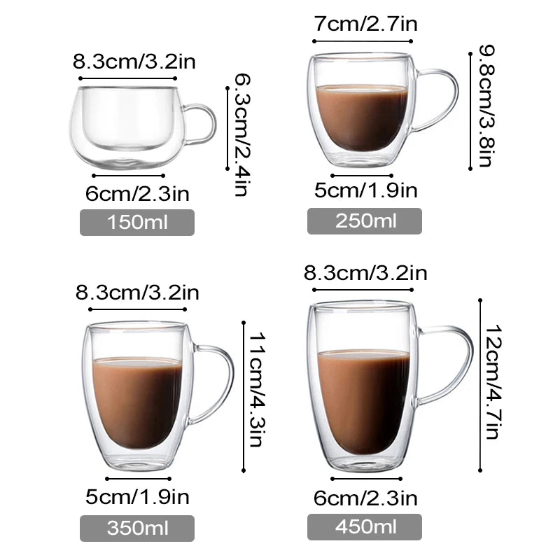 Verres à Café Double Paroi — lot de 2, borosilicate