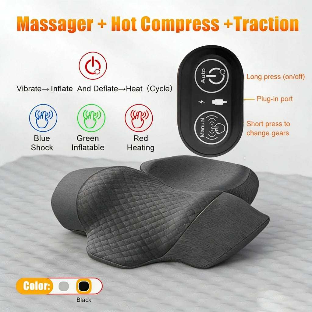 Masseur de Nuque Chauffant — pétrissage et traction cervicale