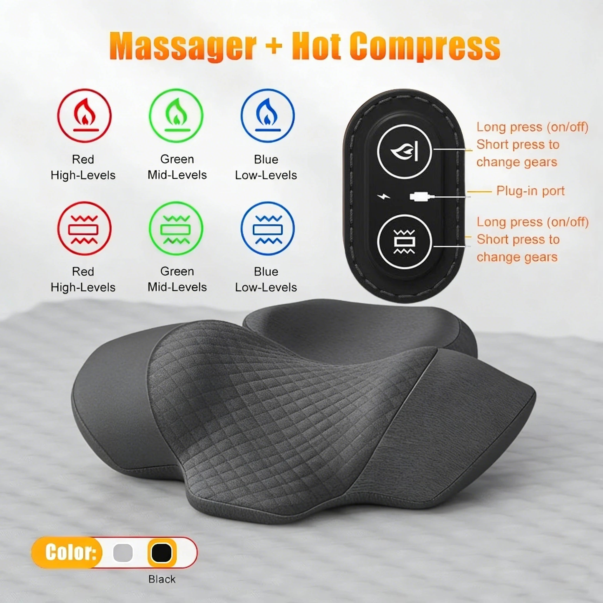 Masseur de Nuque Chauffant — pétrissage et traction cervicale