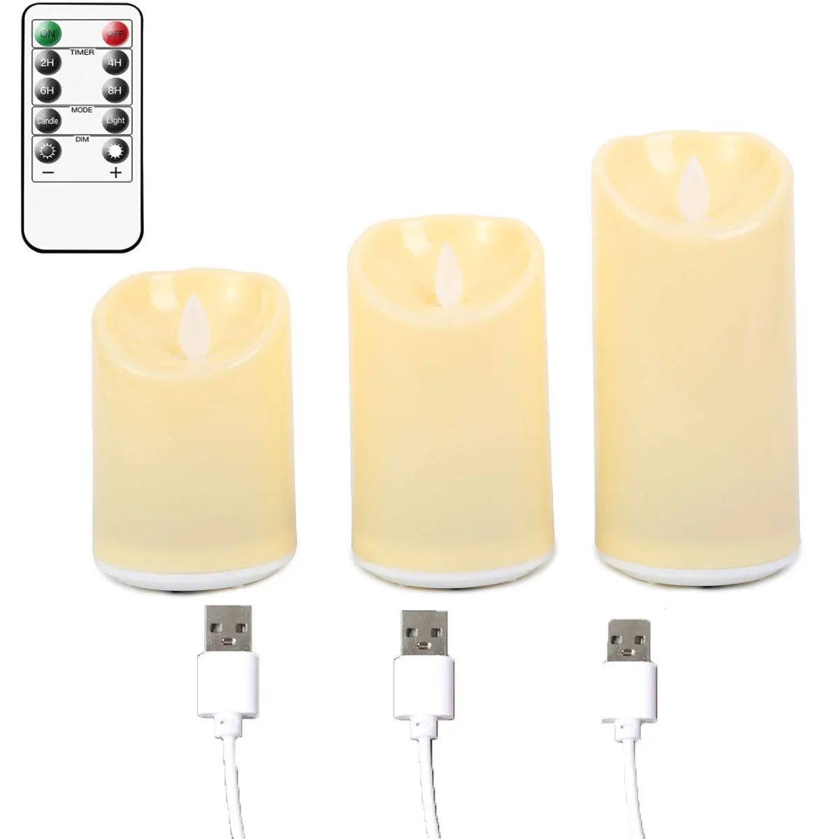 Bougies LED à Flamme Dansante — mèche mobile, rechargeables USB