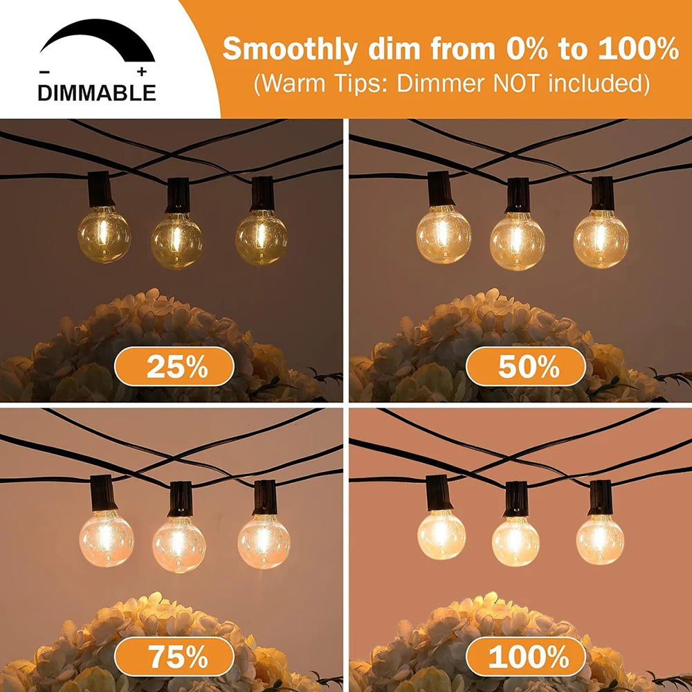 Guirlande Guinguette — ampoules à filament, 7 à 26 mètres